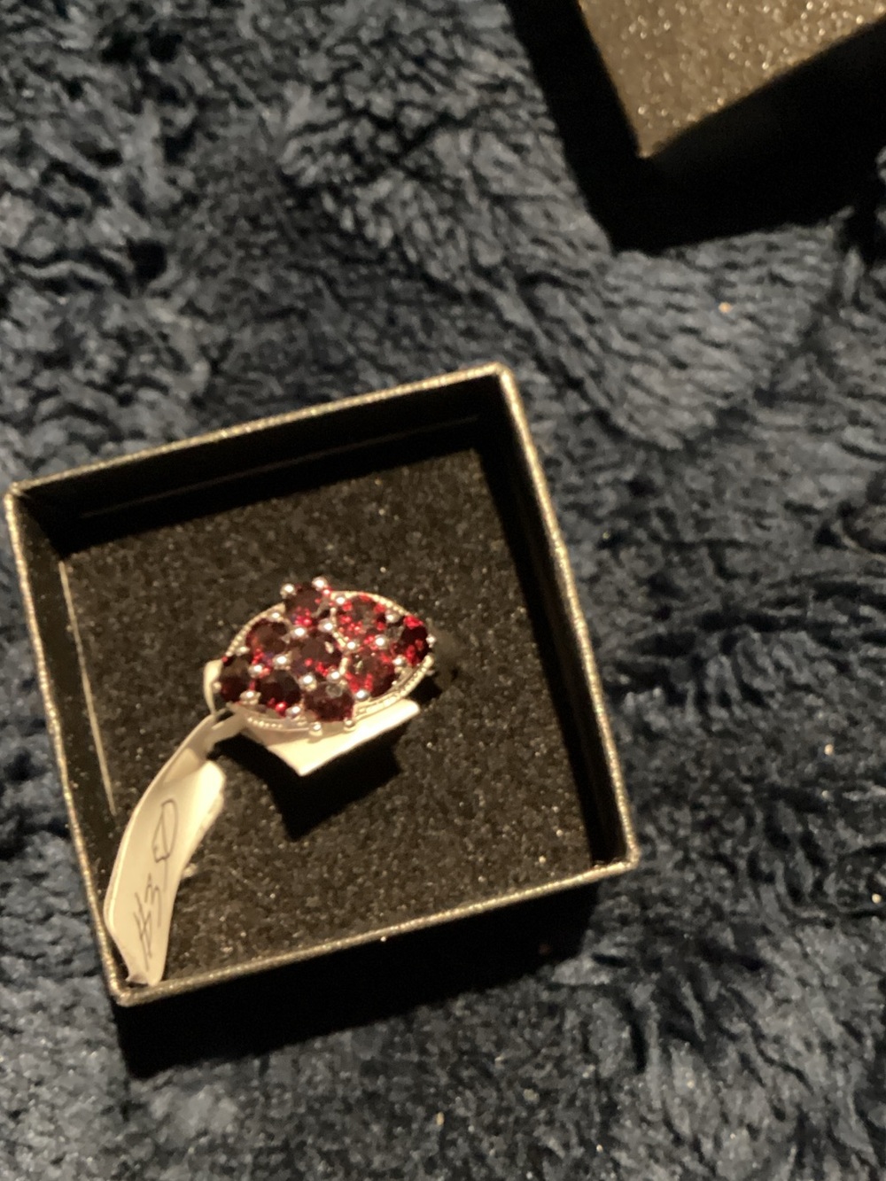 Sterling Silver Red Garnet Cluster Ring - Women Jewelry